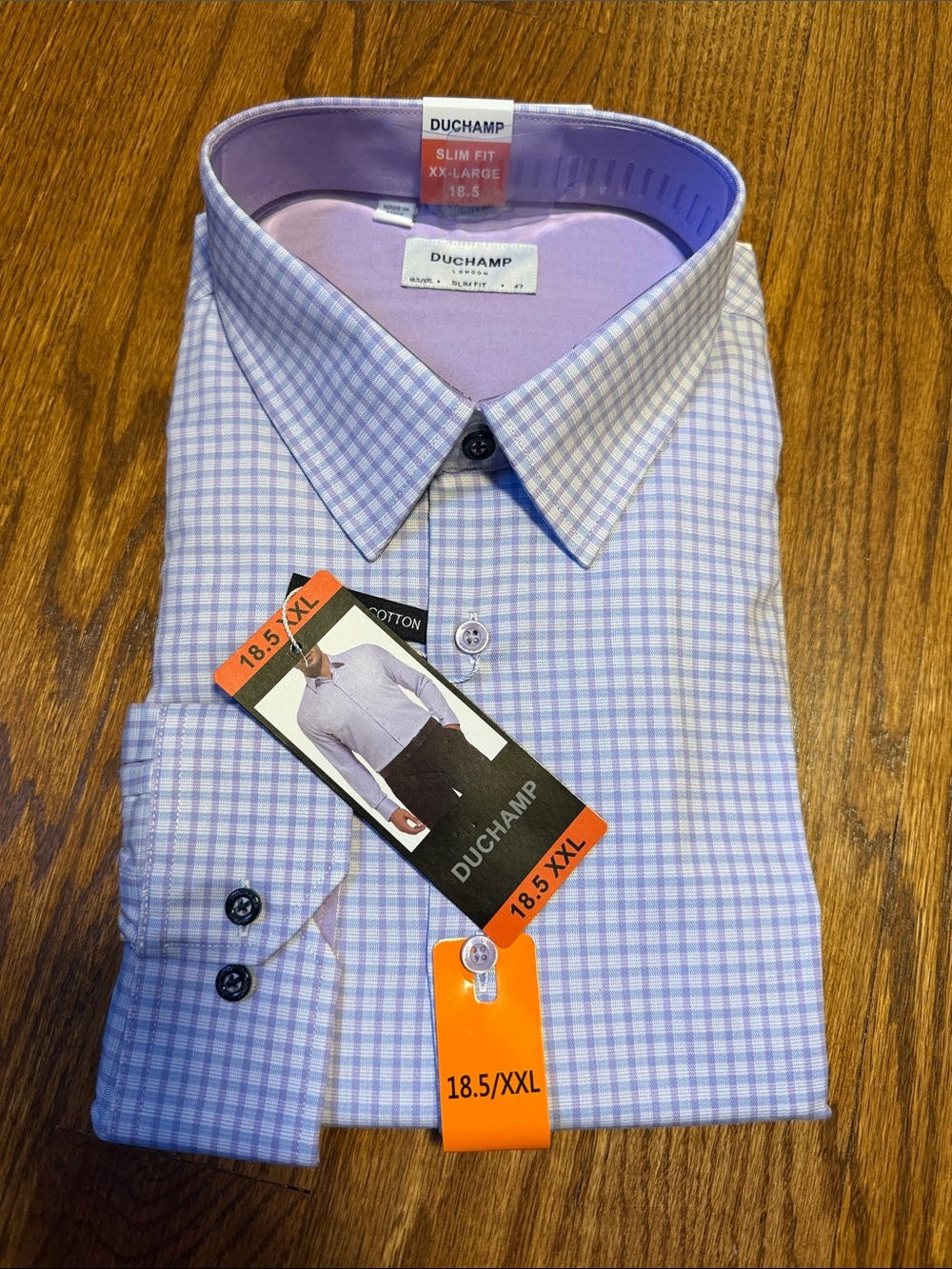 Duchamp slim fit dress shirt purple plaid size XXL - NWT